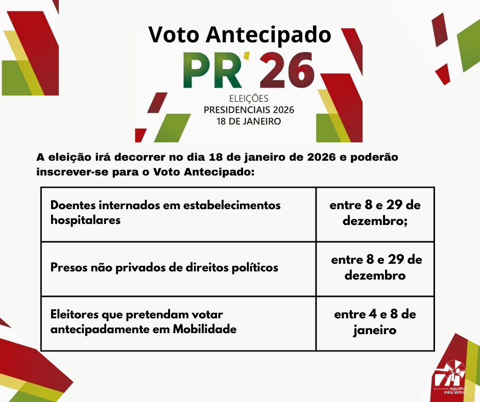 Imagem VOTAR ANTECIPADAMENTE - Eleições Presidenciais - 18 Janeiro 2026