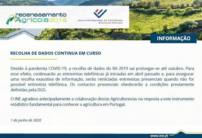 Imagem RECENSEAMENTO AGRÍCOLA - PROLONGAMENTO PRAZO (OUTUBRO 2020)